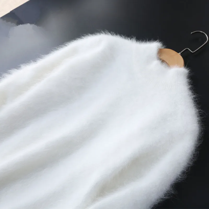 

New Genuine Mink Cashmere Sweater Women Cashmere Pullovers with Turtleneck Collar