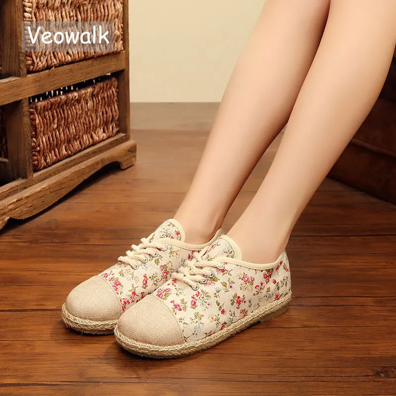 Женские холщовые туфли Veowalk в стиле пэчворк модные повседневные на плоской