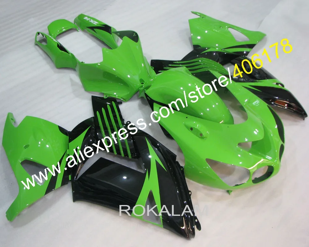 

New ZX-14R 06-11 Fairings Set For Kawasaki Ninja ZX14R 2006-2011 Black Green Sport Fairing Kits (Injection Molding)