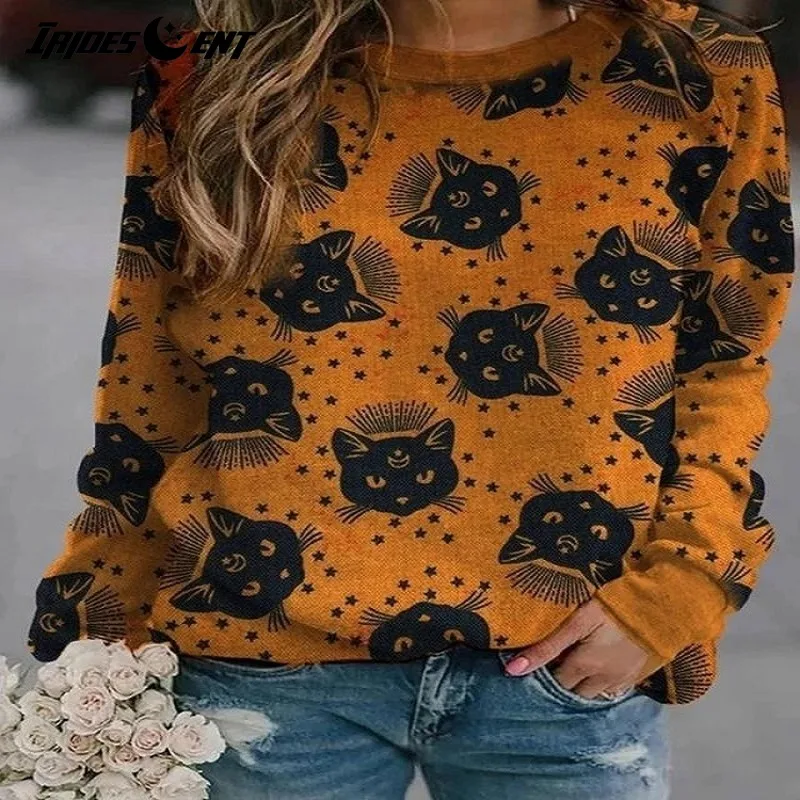 Свитшот с длинным рукавом и круглым вырезом осень-зима | Женская одежда