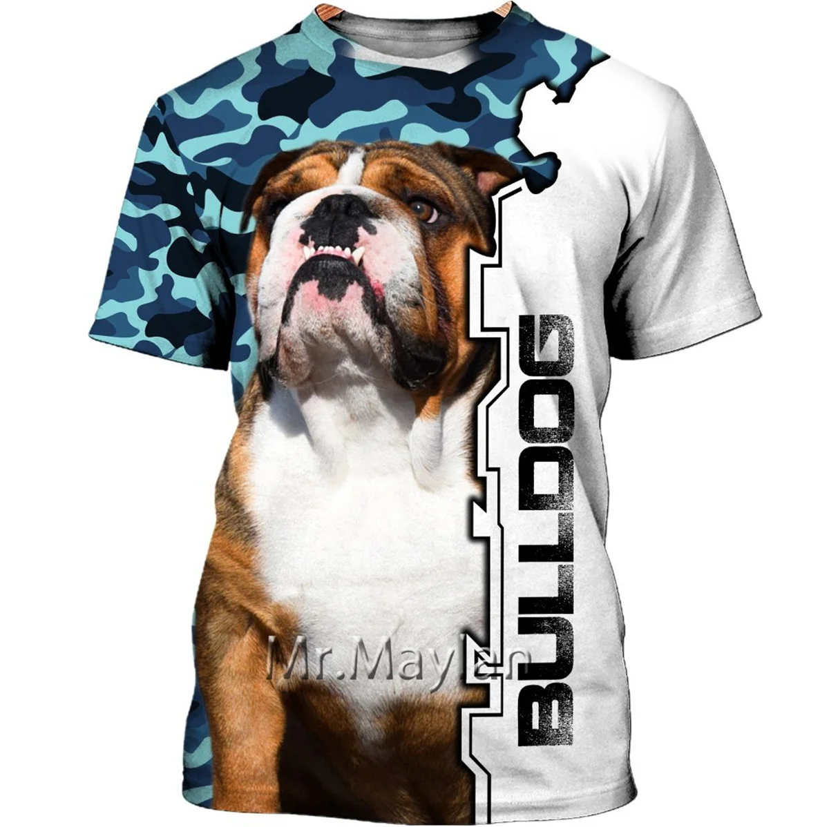 

Футболка с коротким рукавом и 3D-принтом бульдога, размеры до 5XL