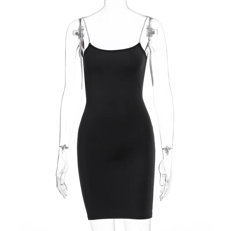 

Solid Diamond Thin Strap Bodycon Sexy Mini Dress Party Club Sleeveless Women 2021 Summer Fashion Outfit Female Short Clothes