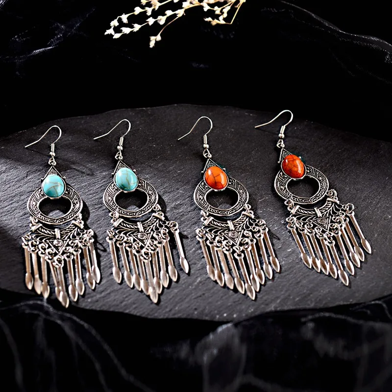 OIQUEI антикварные богемные Этнические женские индийские серьги Jhumka из