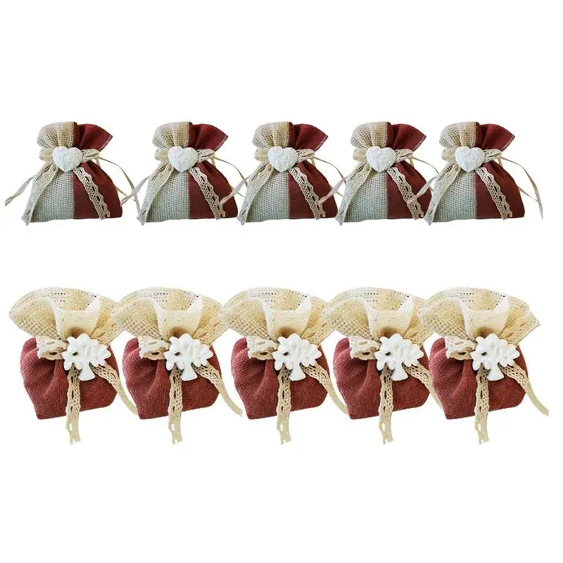 10pcs As Pic 5/10 шт. свадебный подарок сумки мешки для конфет с кулиской мешков для хранения сумки Сумки для хранения ювелирных изделий для Свадебная вечеринка сбор - Цвет: 10pcs As Pic