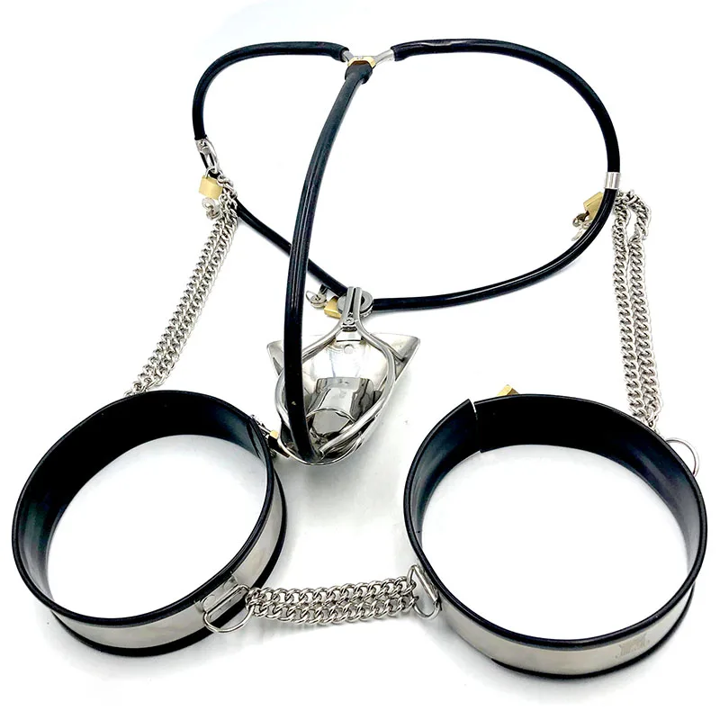 Мужской Пояс верности из нержавеющей стали + бедренное кольцо 2 шт. БДСМ