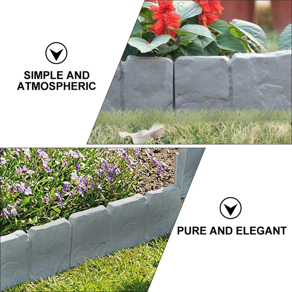 

30Pcs Cobbled Stone Effect Fence Garden Fence Lawn Edging Plant Border
