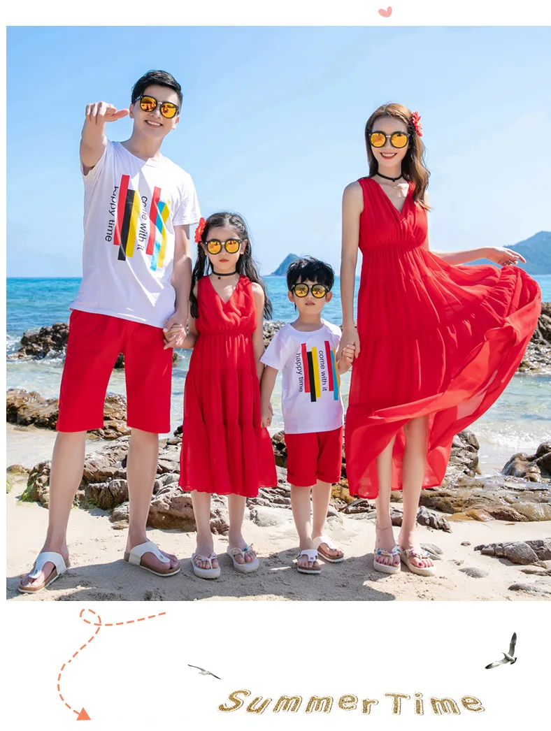 Летняя одежда для родителей и детей платье футболка с коротким рукавом