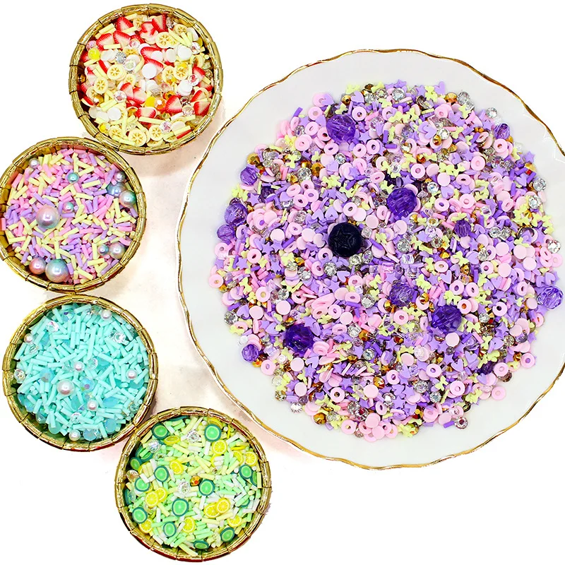 

100g/Box DIY Embellishments Crystal Epoxy Material Pearl Rhinestone Fruit Piece Quicksand Juvenile Heart Mold Filling Scrapbook