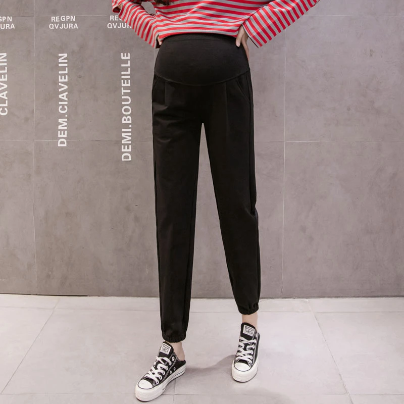 1217 # Осенние повседневные хлопковые брюки для беременных с высокой талией