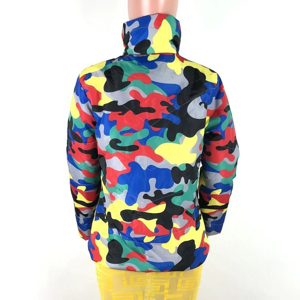 

Winter Coats Stand Collar Camouflage Print Jacket Warm Thick Parka Down Coat Zippers Pockets Overcoat Plus Size For Women Men