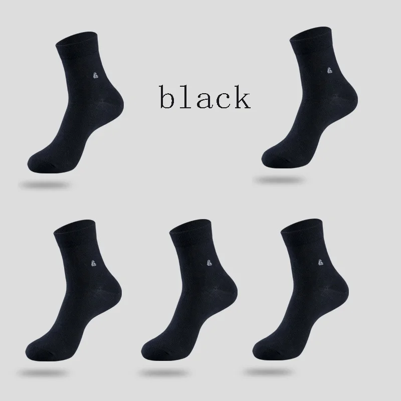 black Высококачественные мужские хлопковые носки новые 5 пар/партия черные деловые дышащие дезодоранты теплые осенние и зимние подходят для мужчин - Цвет: black