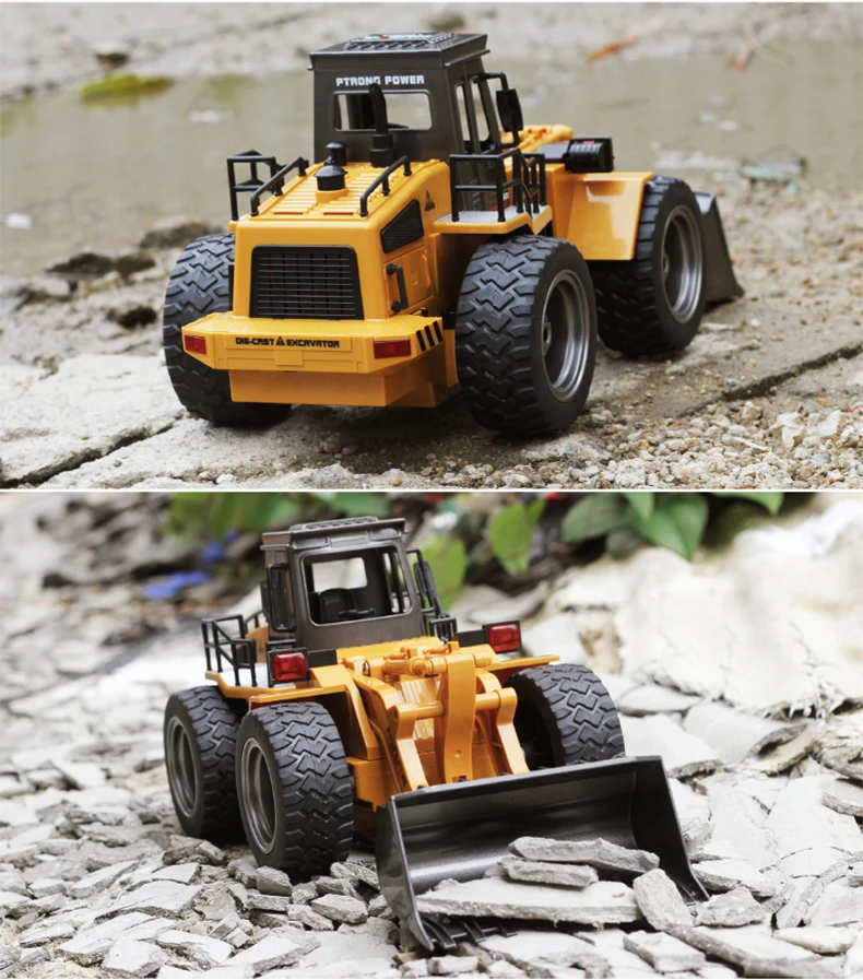 

Multifunction 2.4GHz 6 Channel 1/18 Remote control Metal Bulldozer Charging RC light Car truck excavator model toy kids gift