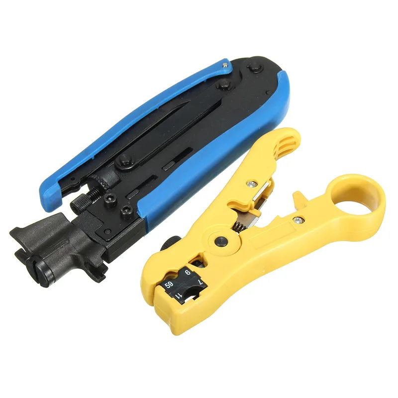 

2pcs Compression Wire Crimper Plier Crimping Tool For RG59 RG6 RG11 F Coaxial Connectors Cable Electric Stripping Tools