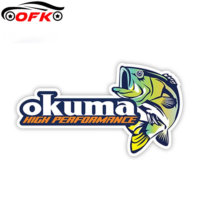 

For OKUMA Car Stickers and Decals Fishing Boat Rod Vinyl Bumper Truck Sea Bass Funny Waterproof Sticker 13cm