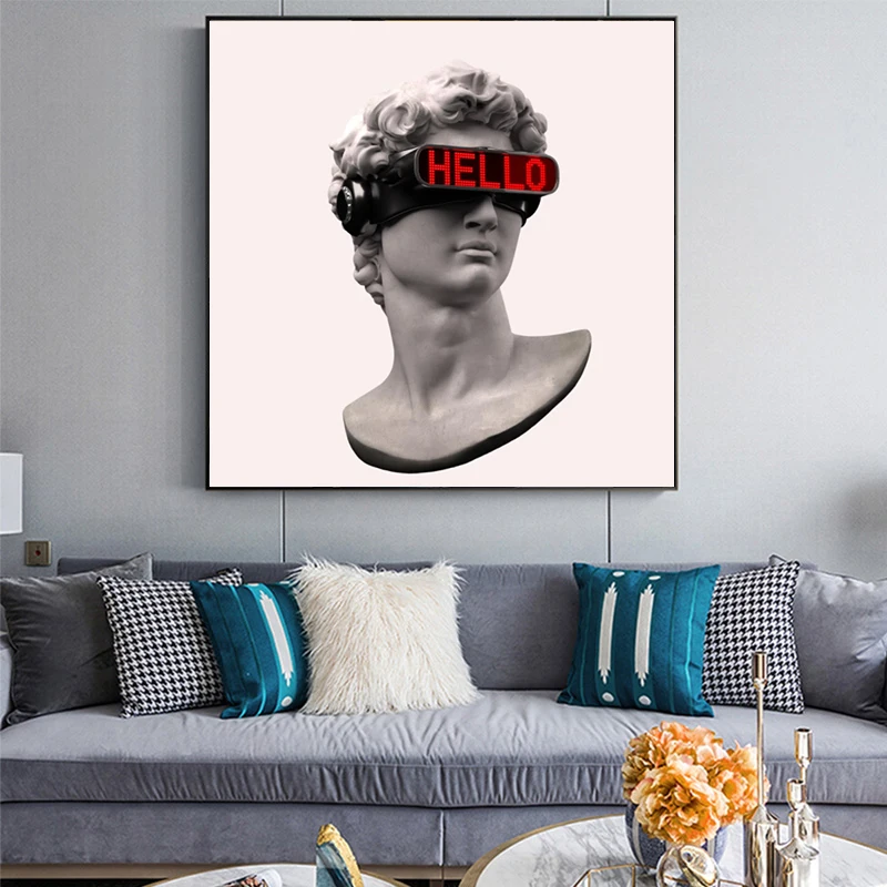 

Modern Pictures David Blowing Pink Bubble Canvas Painting For Living Room Decor Wall Art Print David Sculpture Prints Cuadros