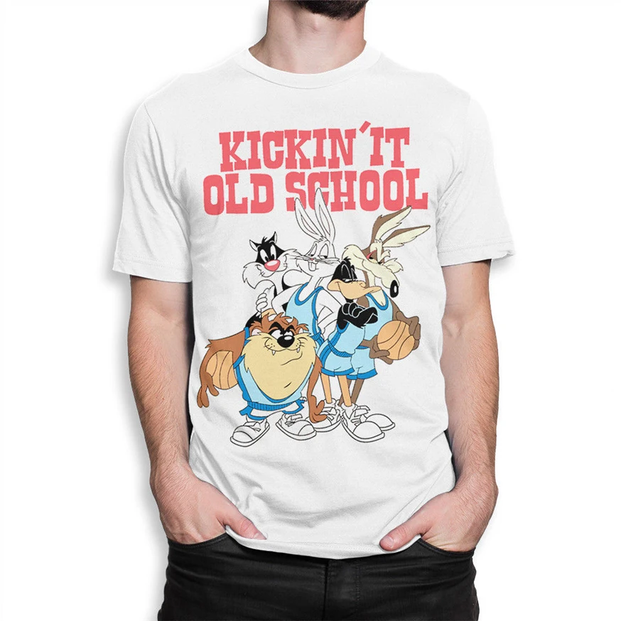 Looney ttes Old School футболка с мультфильмами Bugs Bunny Taz Мужская Женская брендовая одежда |