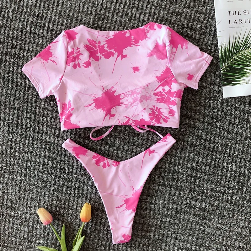 

Colorful New Sexy Push Up Bikinis Set Women Swimsuits Halter Gradient Color Print Bikini Summer Beach Wear