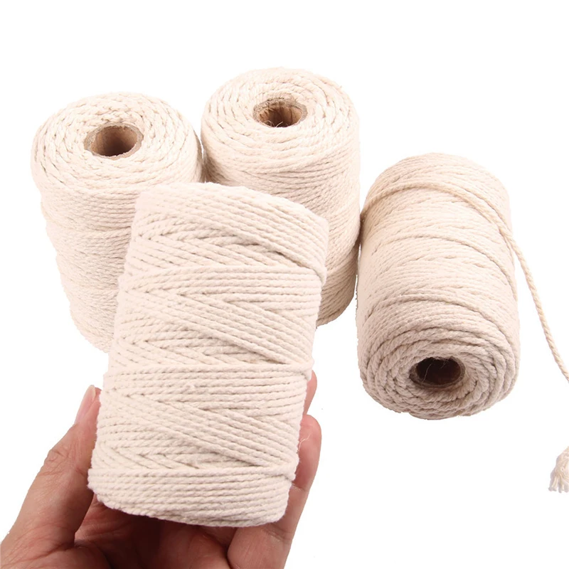 100/200m Long Beige Cotton Twisted Cord Rope Crafts Wedding Decor Accessories | Дом и сад
