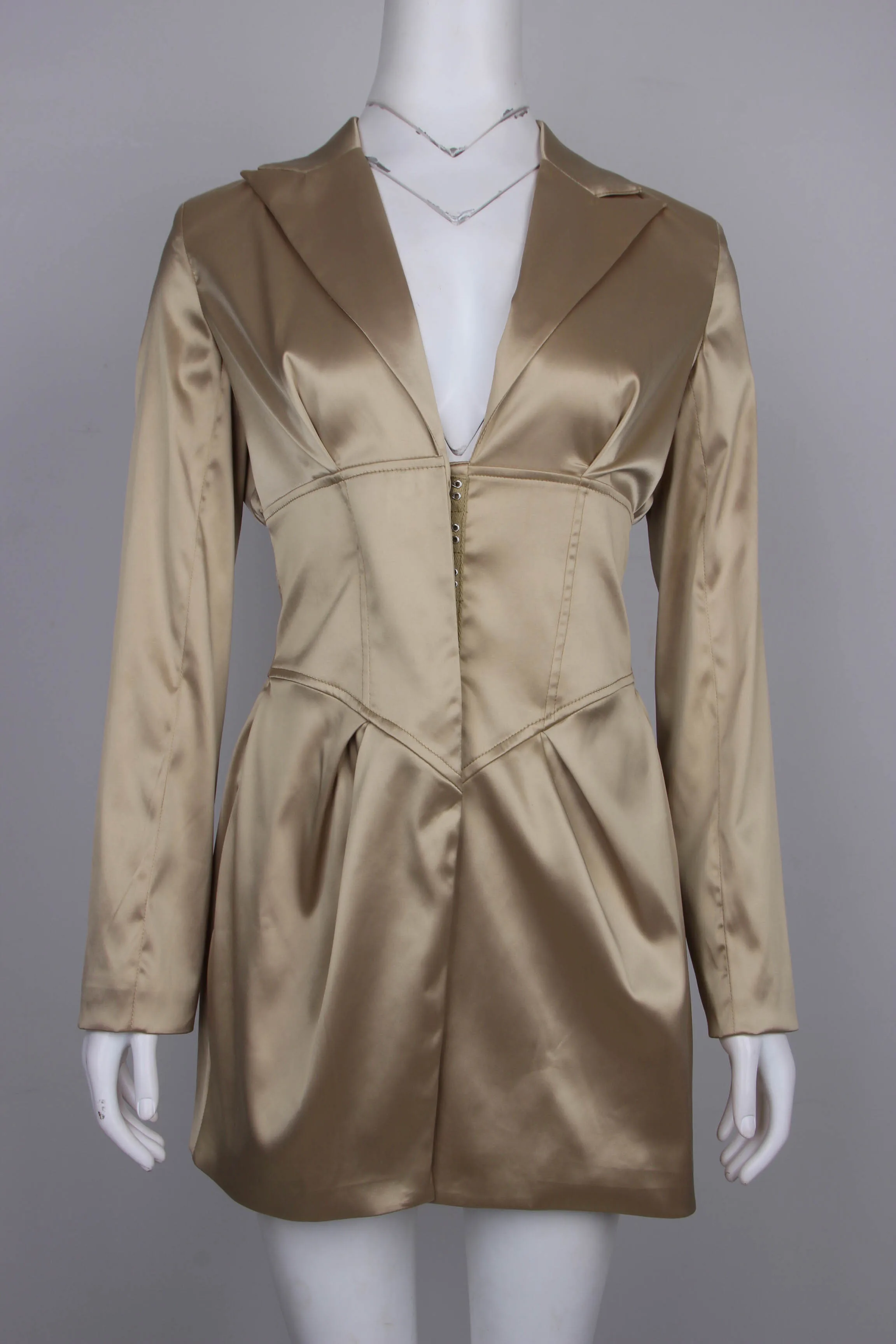 

Women Winter Style Sexy V Neck Long Sleeve Gold Fashion Blazer Dress 2021 Elegant Evening Party Dress Vestidos