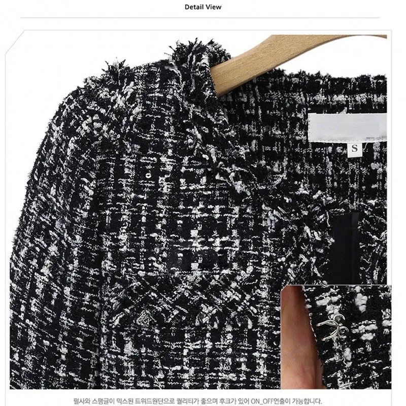 Фирменное осенне-зимнее короткое Свободное пальто с доходом черно-белое