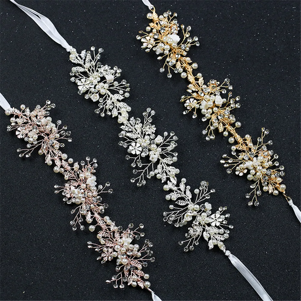 

Leaf Hair Band Handmade Tiara Bridal Jewelry Crystal Flower Hair Accessory