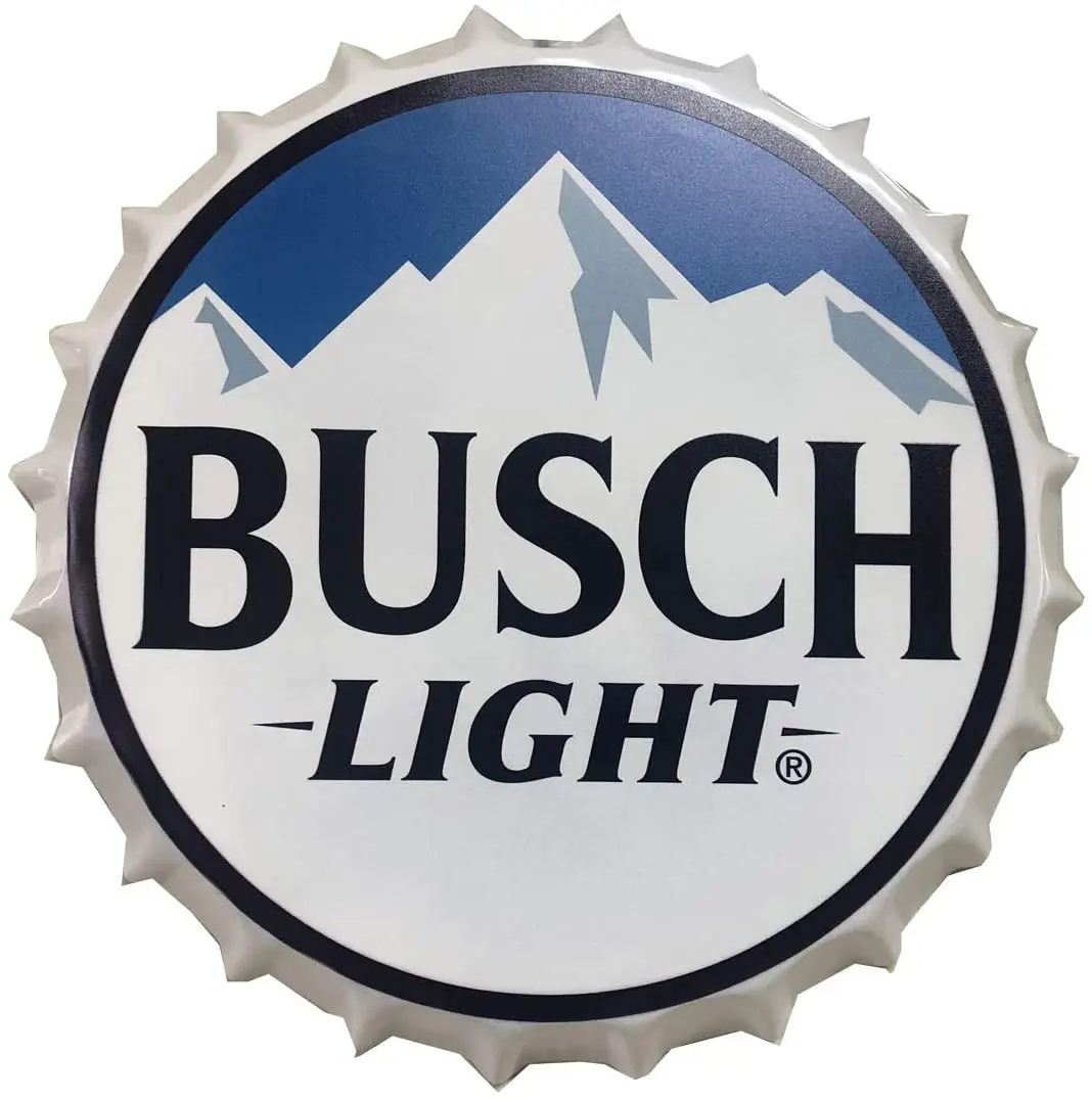 

2but Busch Light Decorative Bottle Caps Metal Tin Signs Cafe Beer Bar Decoration Plat 13.8" Inches Wall