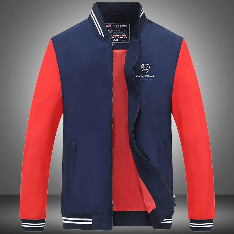 

Hot Autumn Slim Fit Thin Zipper Casual Outwear Windbreak Tracksuit Men's Clothes Stand Collar printing Jacket Coat Shark Brand