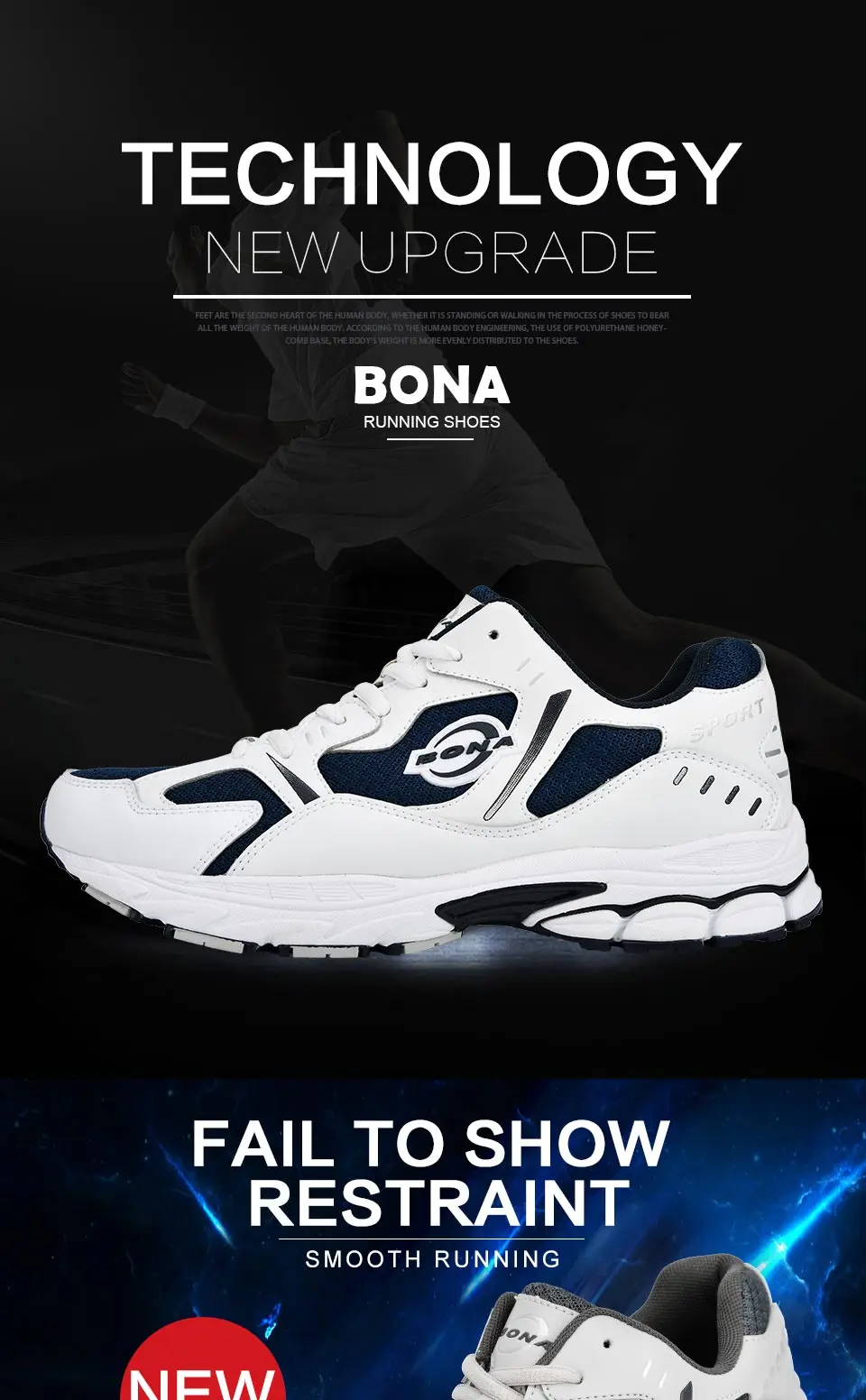 BONA Brand Sneakers Mesh Breathable Men Running Shoes Classical Fashion Outdoor Sport Shoes Male Low Tops Jogging Shoes