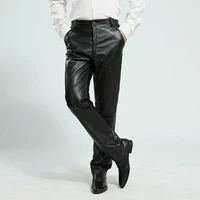 casual leather pants mens plus size straight windproof genuine pants autumn winter thickening the first layer cowskin pants