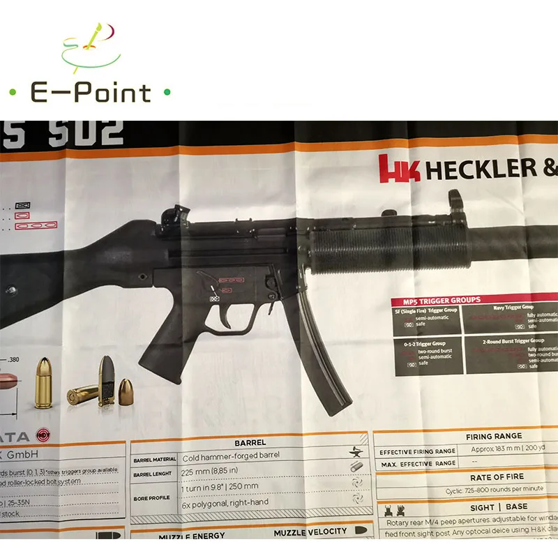 Heckler &amp Koch HK MP5 SD2 флаг оружия 3 фута * 5 футов (90*150 см) размер рождественские