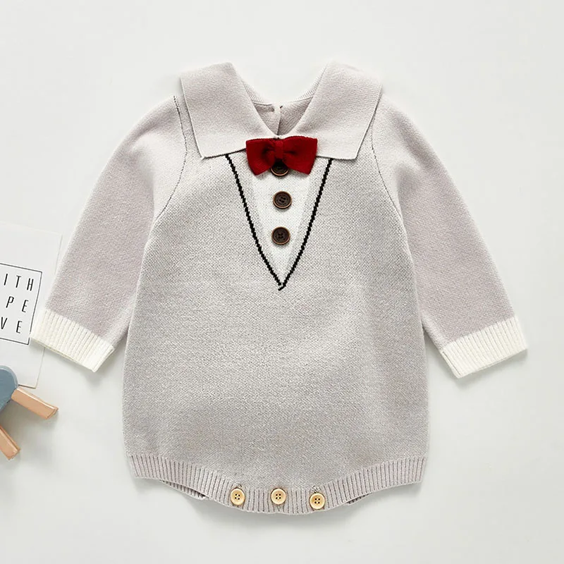 

Newborn Boys Gentleman Jumpsuits Clothes 0-3Yrs New Spring Autumn Baby Boys Rompers Long Sleeve Children Rompers