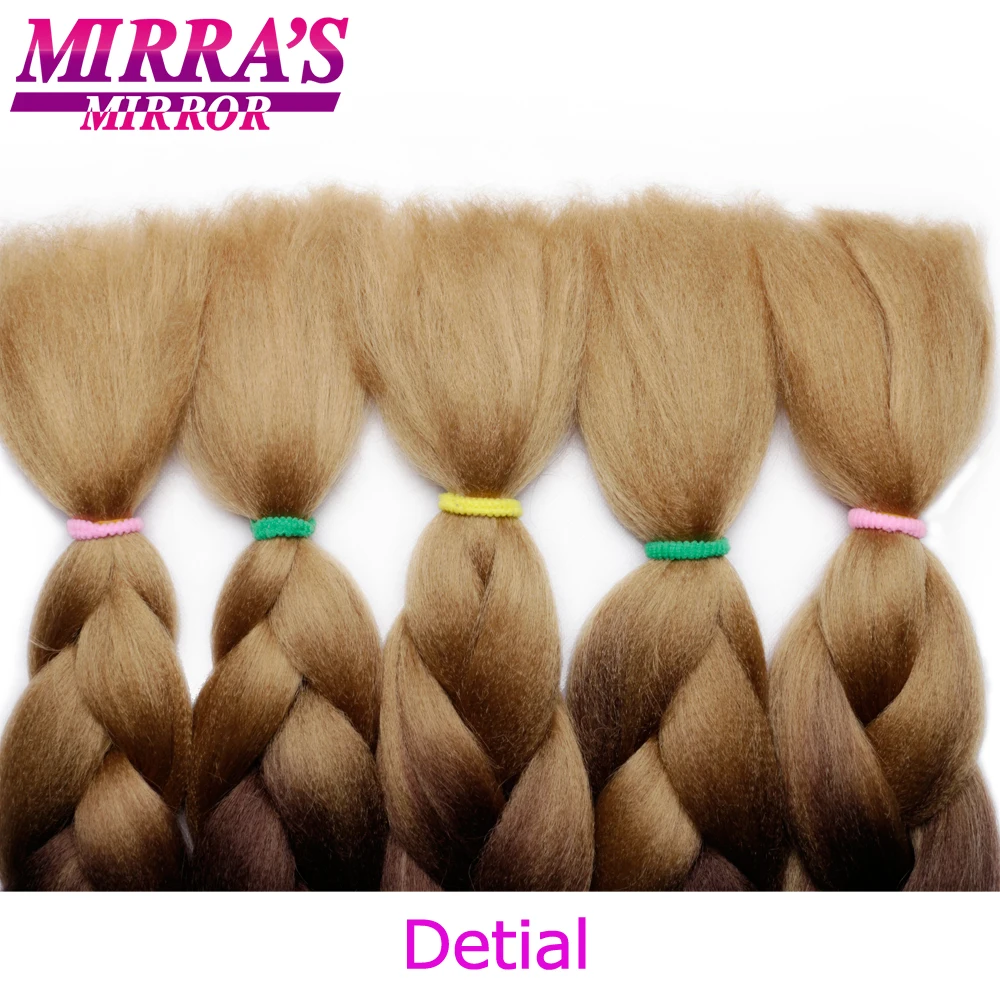 Mirra's Mirror 5 шт., 3 тона, Омбре, огромные косички, волосы для плетения, коричневые синтетические волосы для наращивания, Омбре, вязанные крючком волосы, 24 дюйма, 100 г