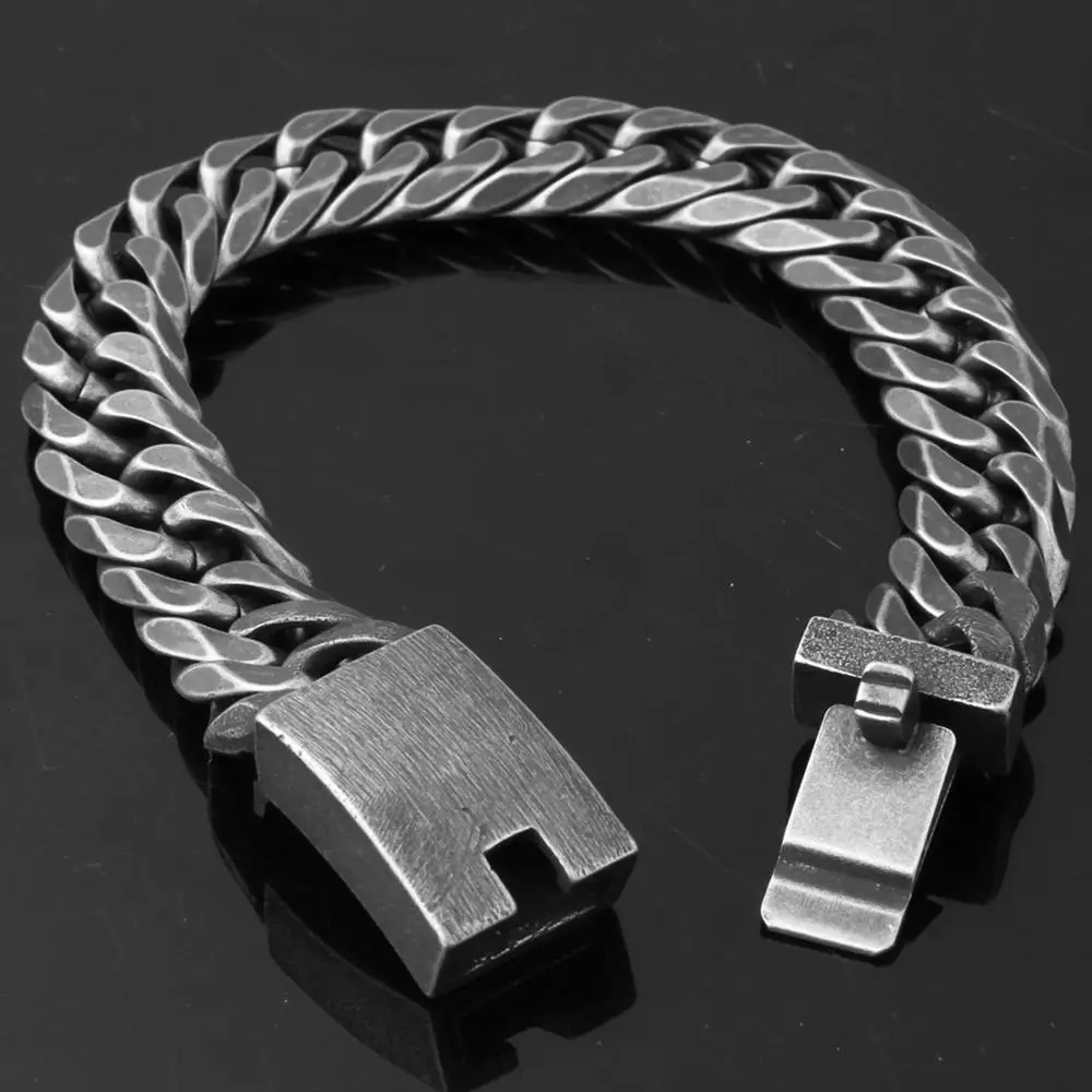 Браслет-цепочка мужской из нержавеющей стали с двойным панцирным плетением 13 мм |