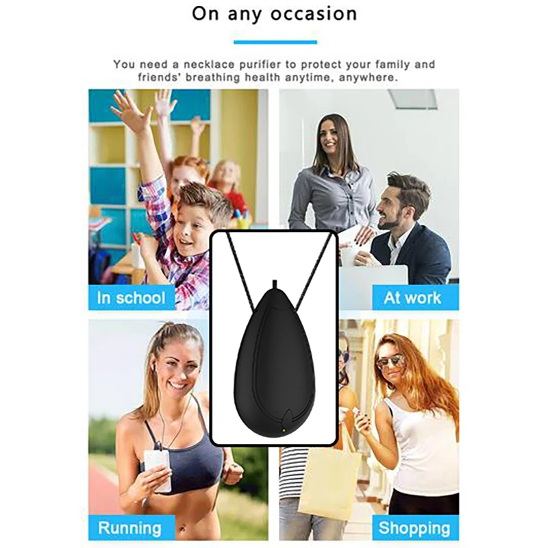 

2 Pcs Air Purifier Personal Wearable Mini Portable 200MAh Battery Negative Ion Necklace Hanging Neck Air Purifier