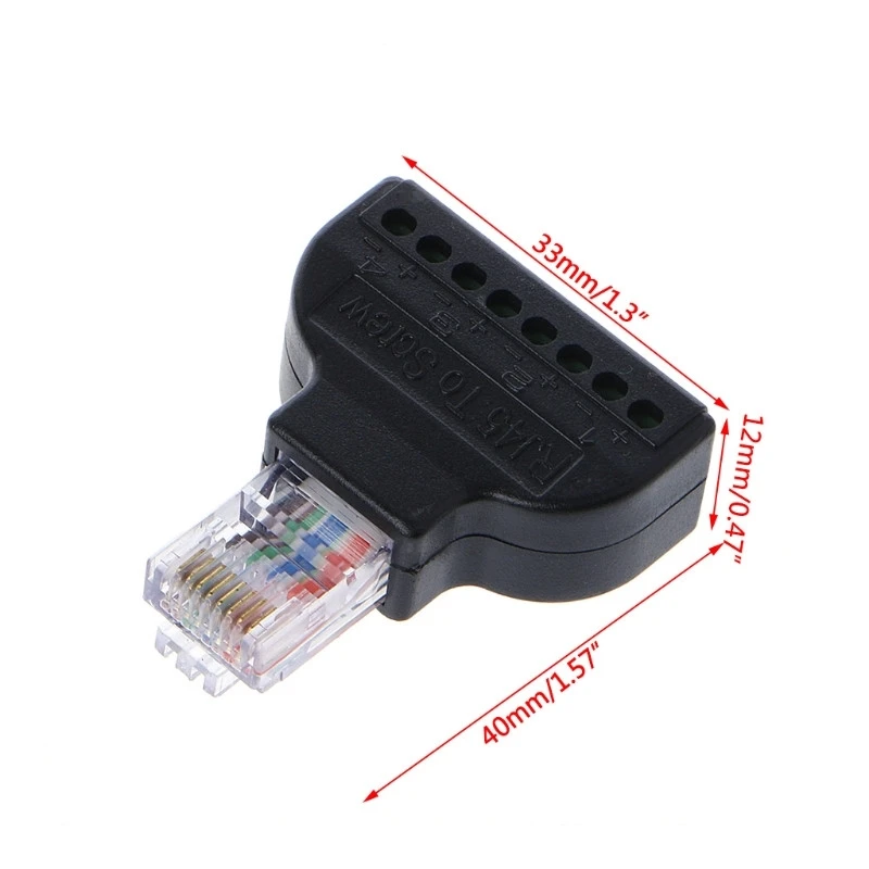 Переходник со штекера Ethernet RJ45 на 8-контактный винтовой разъем AV для камеры