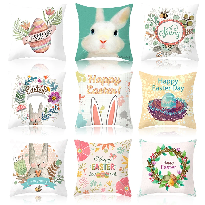 Happy Easter Pillowcase Easter Decorations For Sofa Home Children Room Decor Fairy Tale Animal Pillowcase Pillow Case Covers