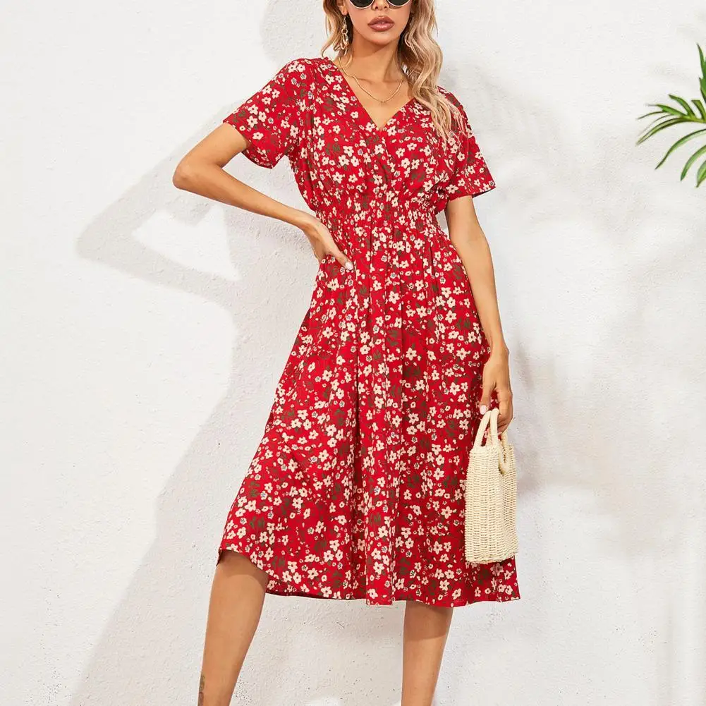 

Женское платье с цветочным принтом, свободное летнее платье с V-образным вырезом для отпуска, 60%