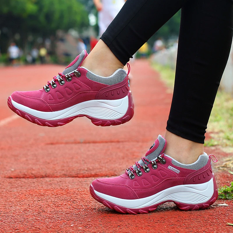 Women Tennis Shoes Sneakers Basket Femme Thick Bottom Platform Lace-Up Breathable Woman Shoes Ladies Height Wedge Shoes 35-42