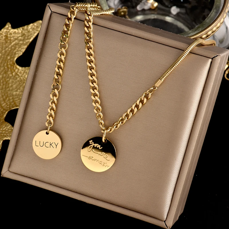 

316L Titanium stainless steel inserts No fading chain Upscale jewelry METAL Necklace fashion charm Light luxury gift women