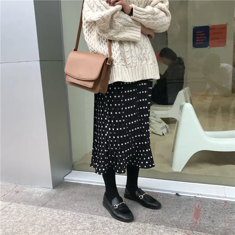 Женская юбка в горошек с высокой талией | одежда