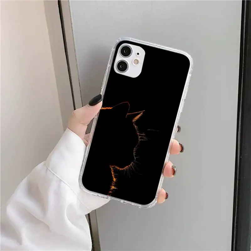 

Anti-knock Meow Cat Cute Girls Phone Case Transparent for iPhone 11 12 mini pro XS MAX 8 7 6 6S Plus X 5S SE 2020 XR