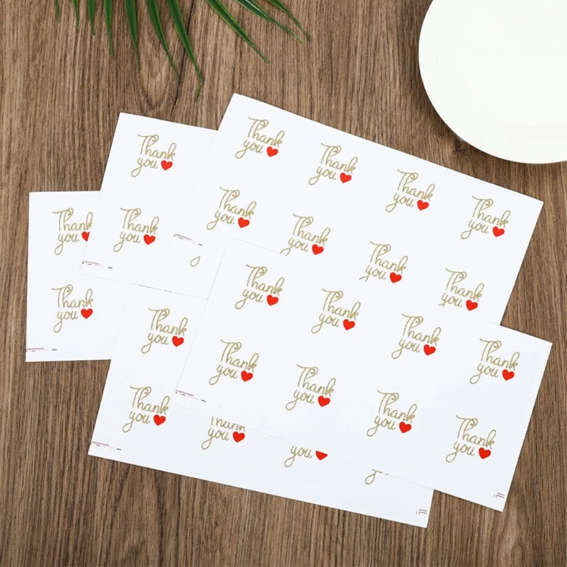 

2021 New 80Pcs Glitter Gold Thank You Stickers with Red Heart Adhesive Sealing Labels