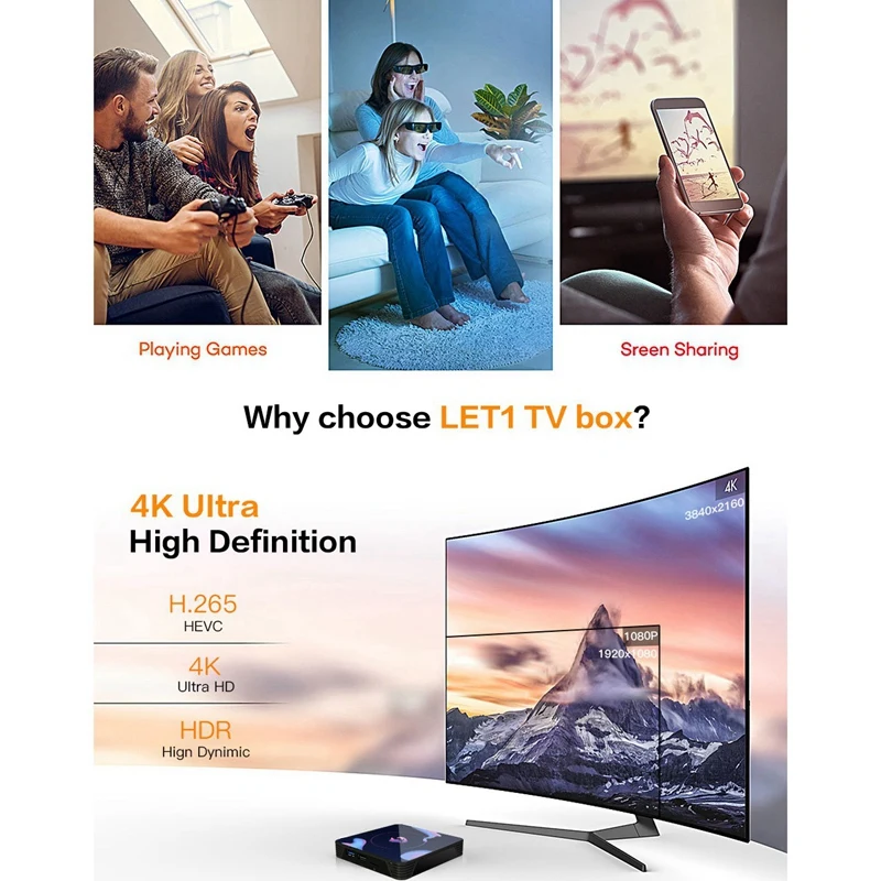 ТВ-бокс Android 9 0 RK3318 RAM ROM 4K Netflix Youtube Google Voice Assistant LET1 TV Box Breathing Light EU Plug | Электроника