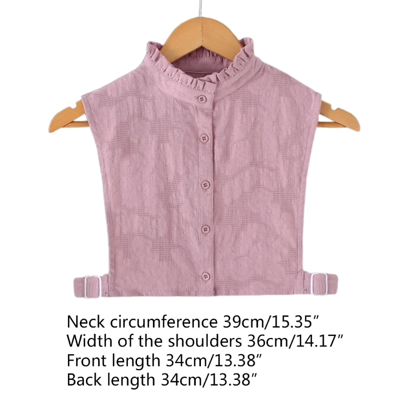 

Women Ruffled Lapel Decorative False Collar Floral Jacquard Half Shirt Dickey 649C