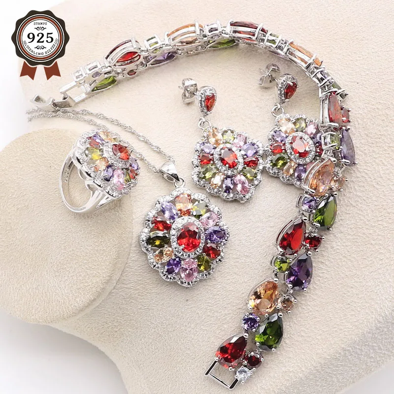 Набор ювелирных изделий из серебра 2021 пробы с кубическим цирконием для женщин