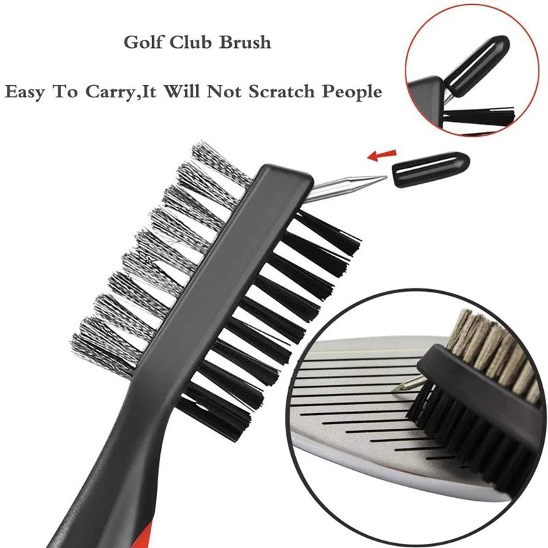 

New Sale 2PCS Golf Club Brushes Groove Cleaners Retractable with Zip-Line and Aluminum Carabiner Cleaning Tools Golf Accessories