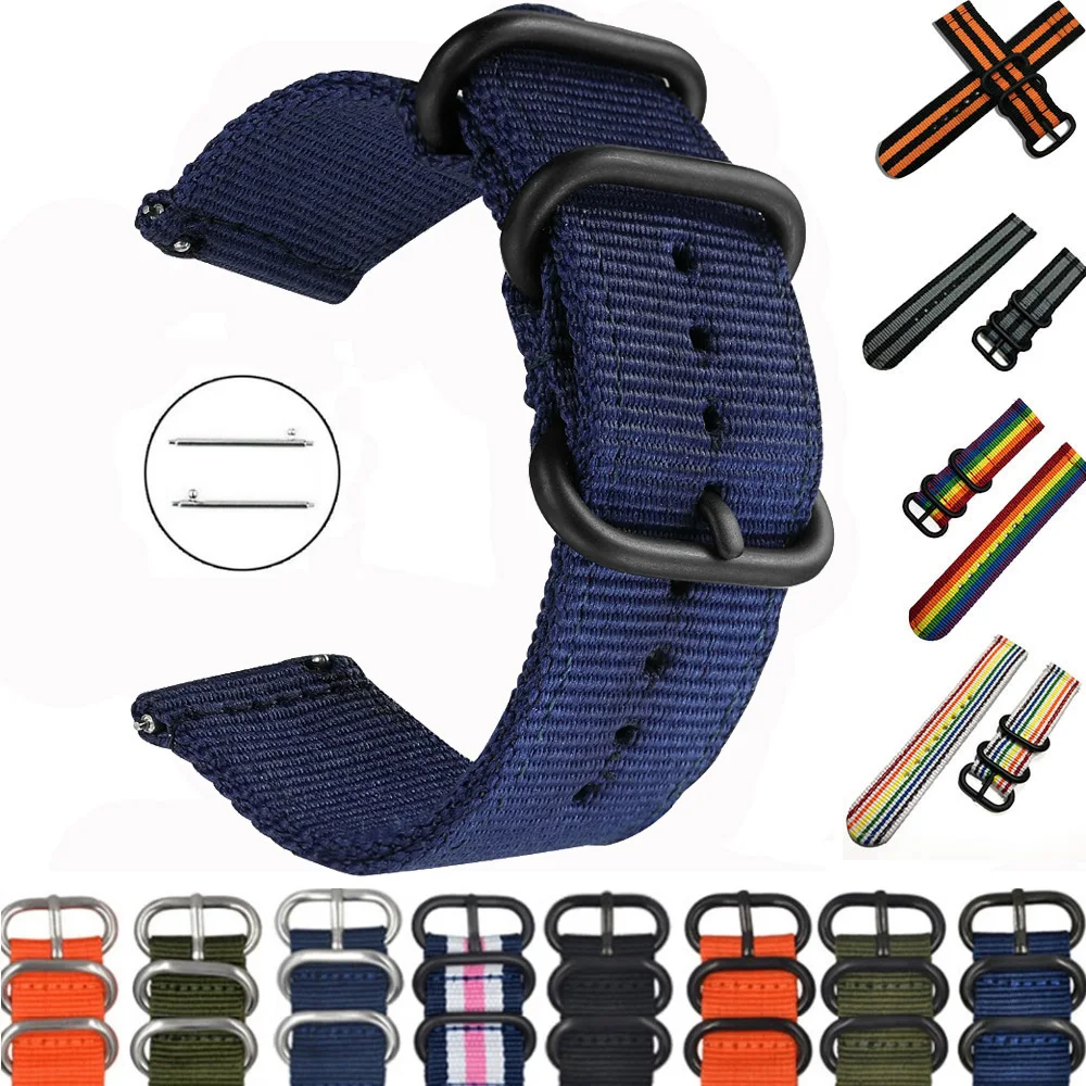 20 мм 22 ремешок для часов Samsung Galaxy watch 46 42 Active2 Active1 Gear S3 frontier Sports nylon nato strap|Ремешки