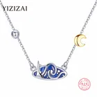 Модное серебряное ожерелье yizai с кулоном в виде звезды Ван Гога, женское синее ожерелье, романтичное Подарочное ювелирное изделие для девочек