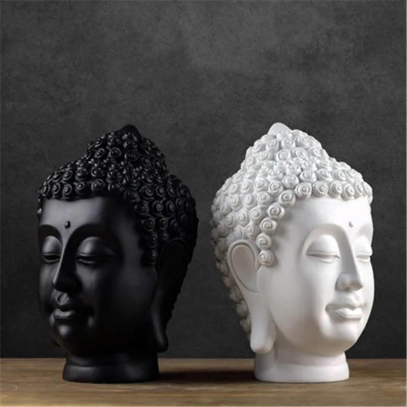 

Modern Chinese Style Zen Buddha Head Art Statue Feng Shui Figurine Resin Craft Decorations Buddha head sculpture ornaments