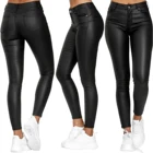 Новые осенние штаны из искусственной кожи, женские облегающие леггинсы с высокой талией и эффектом пуш-ап, эластичные брюки, джеггинсы из искусственной кожи черного цвета
